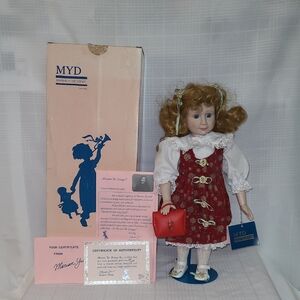 Marian Yu Design Vintage Porcelain Doll - 17" with COA